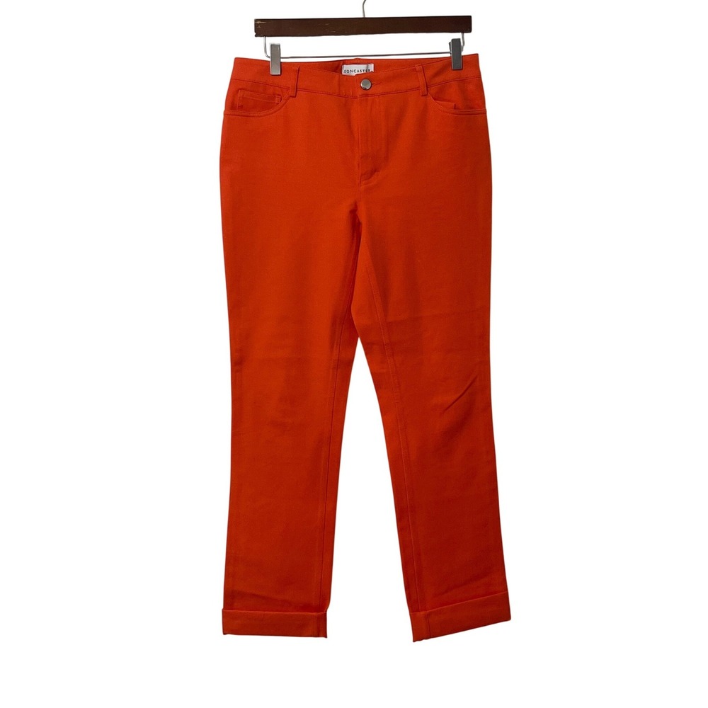 Doncaster Straight Leg Cuffed Pants 8 Orange Preppy Coastal Casual Classic